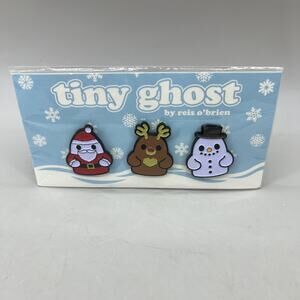 Bimtoy Tiny Ghost Christmas‎ Pin Set of 3 Santa Claus Rudolph Jack Frost Snowman